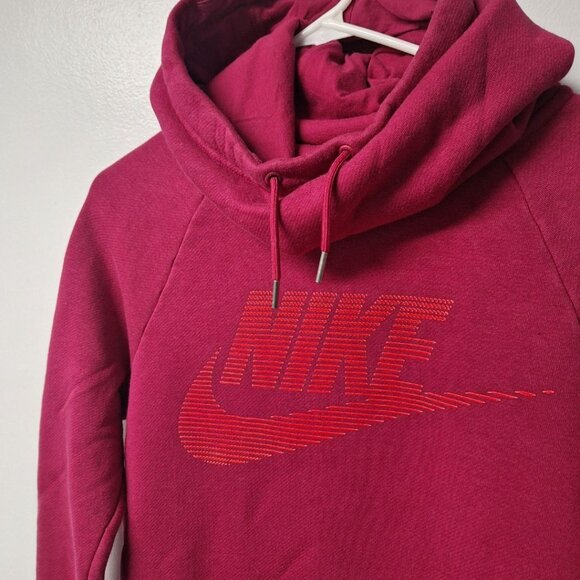 Nike Cowl Neck Hoodie‎ Womens Small Pink Side Pockets Sweatshirt - Picture 9 of 10